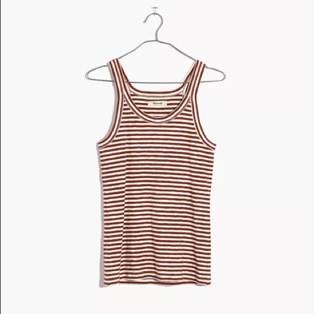 Madewell Grey and White Striped Audio Tank